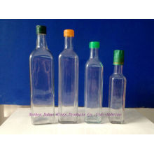 250ml-750ml Square Glass Bottle Series for Olive Oil with Plastic Lids